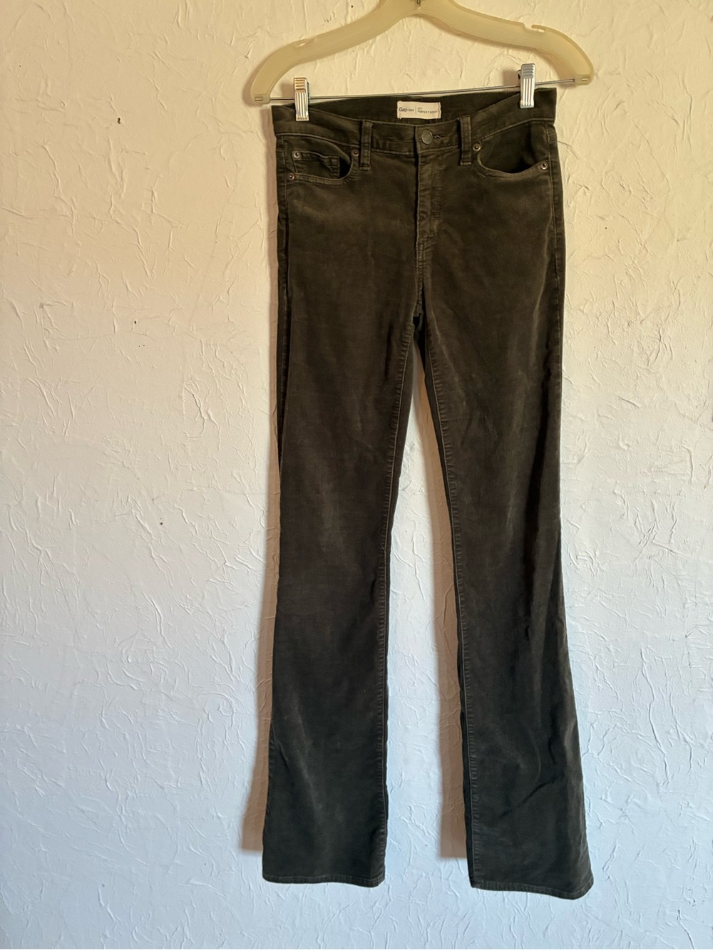GAP Women's Dark Olive Corduroy Flare Jeans